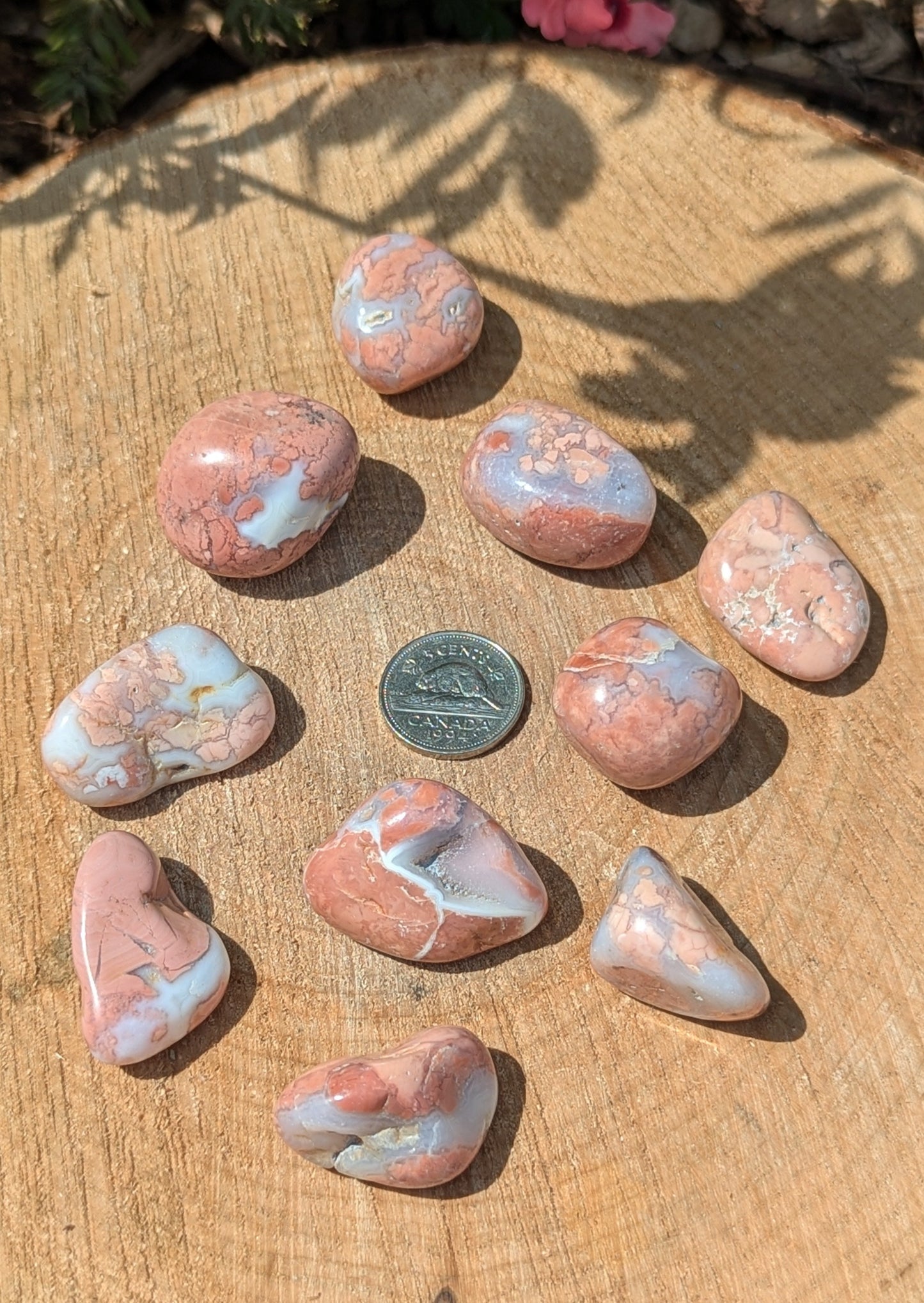 Agate Fleur tumbled LARGE (cotton candy)