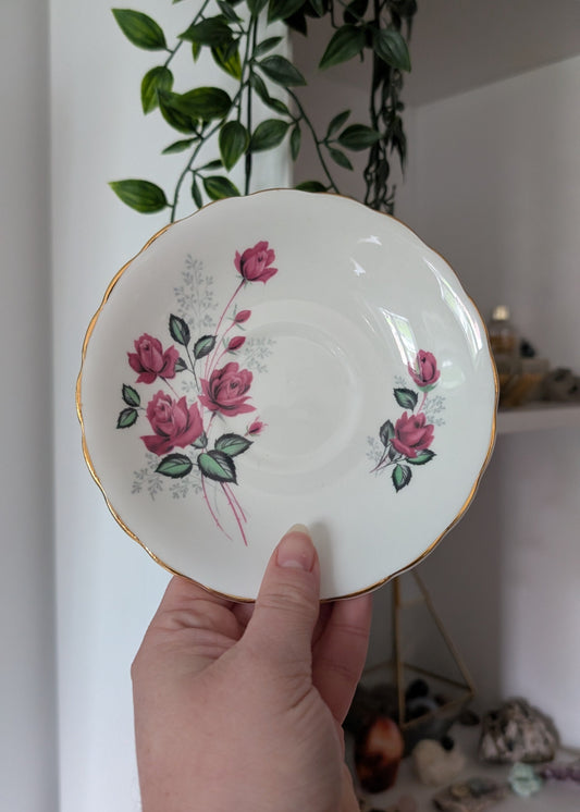 Petite assiette rituel vintage (Céramique) - Fleurs roses