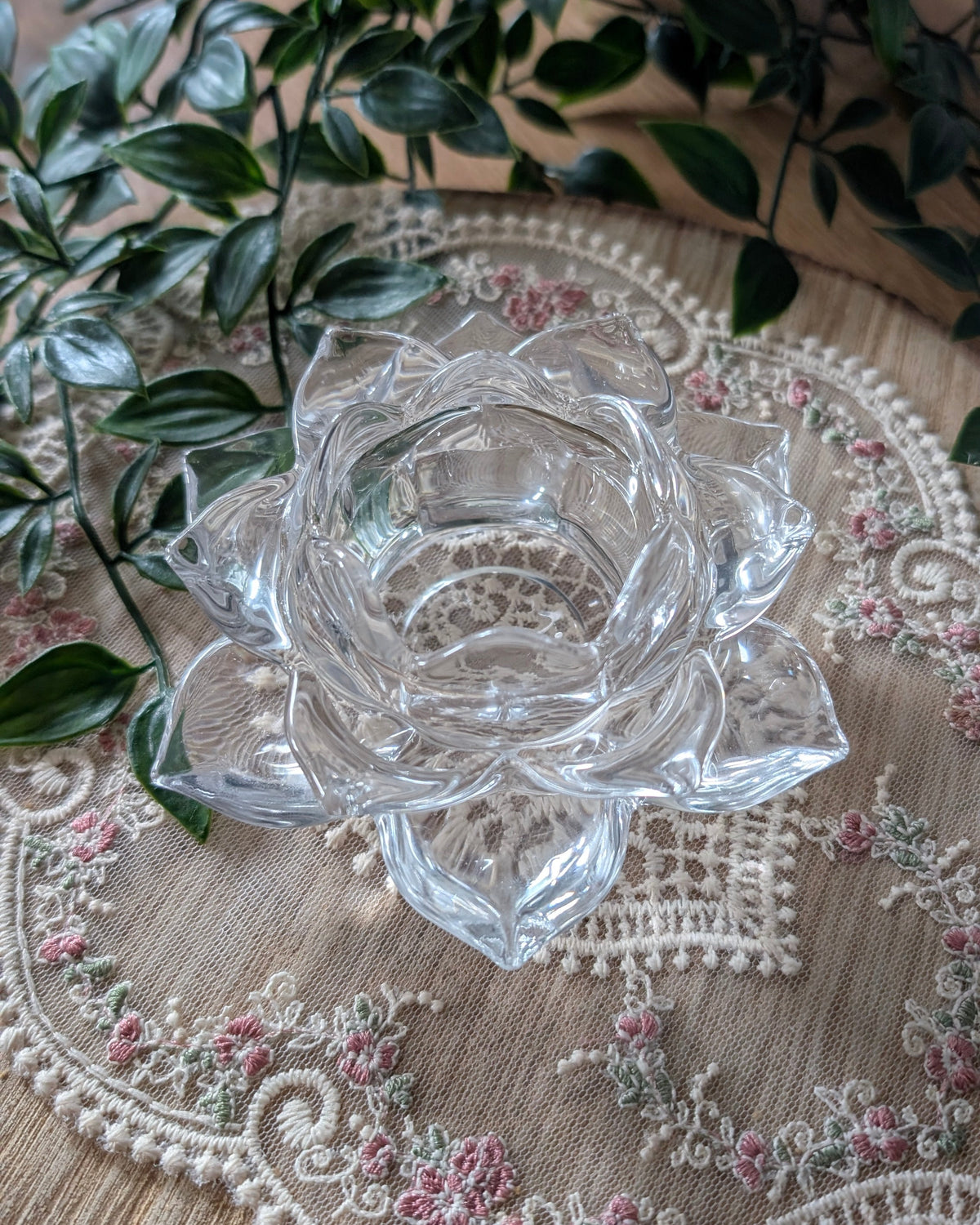 Bougeoir vintage lotus (Verre)
