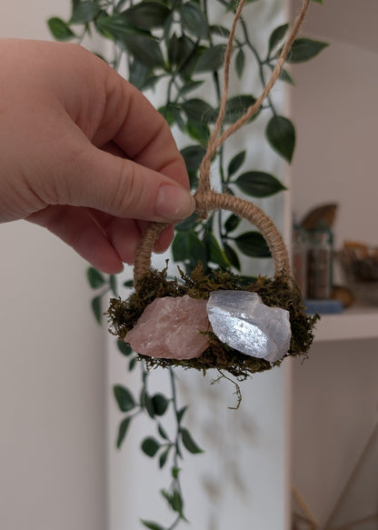 Décor pour autel - Glamour (quartz rose + calcite bleue)